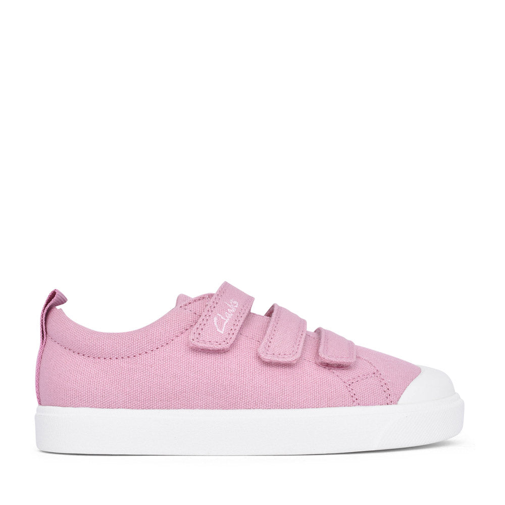 Girls City Vibe Pink Canvas Shoe In Kids F Fit