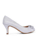 Ladies Rp0022 Peep Toe Court Shoe In Silver
