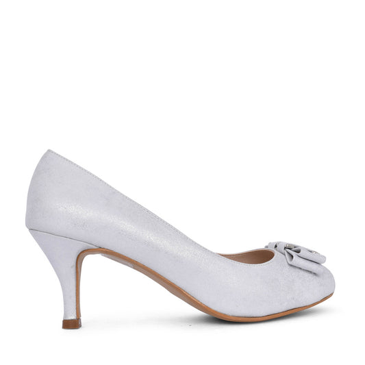 Ladies Rp0022 Peep Toe Court Shoe In Silver