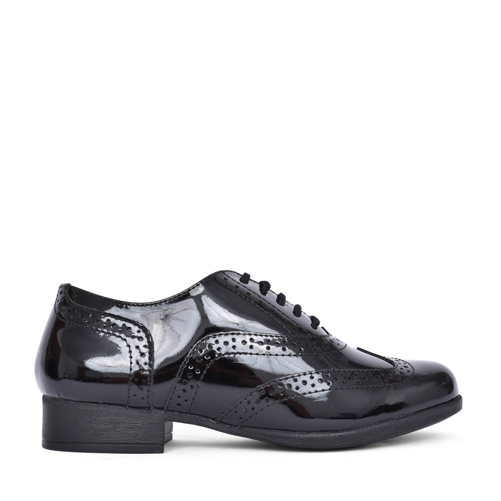 Girls Kada Laced Brogue In Blk Patent