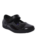 Girls Jessica Velcro Shoe In Blk Patent