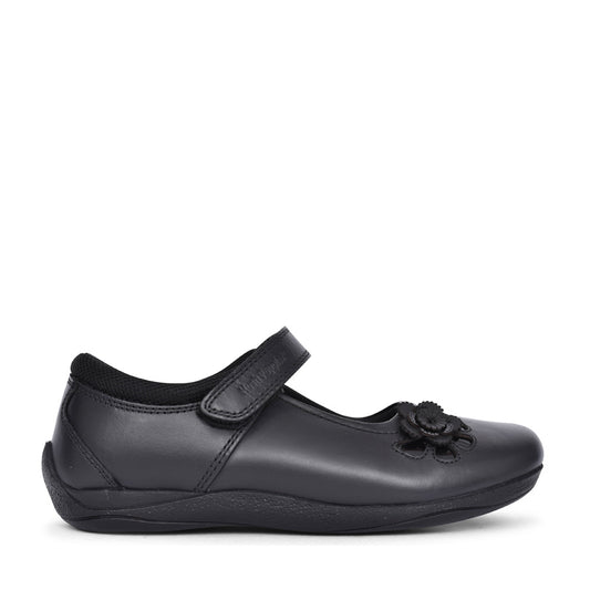 Girls Jessica Velcro Shoe In Blk Leather
