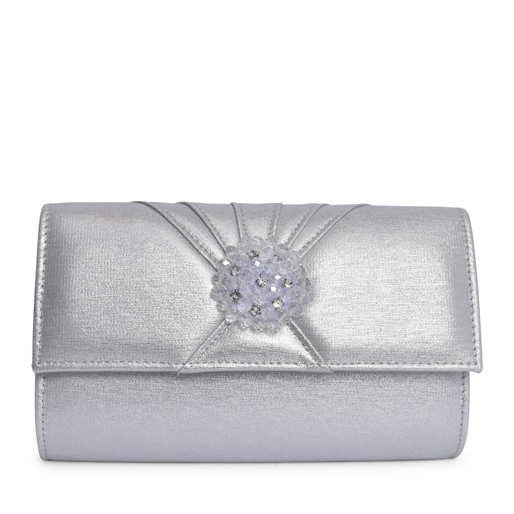 Ladies Aria Ulg019 Clutch Bag In Silver
