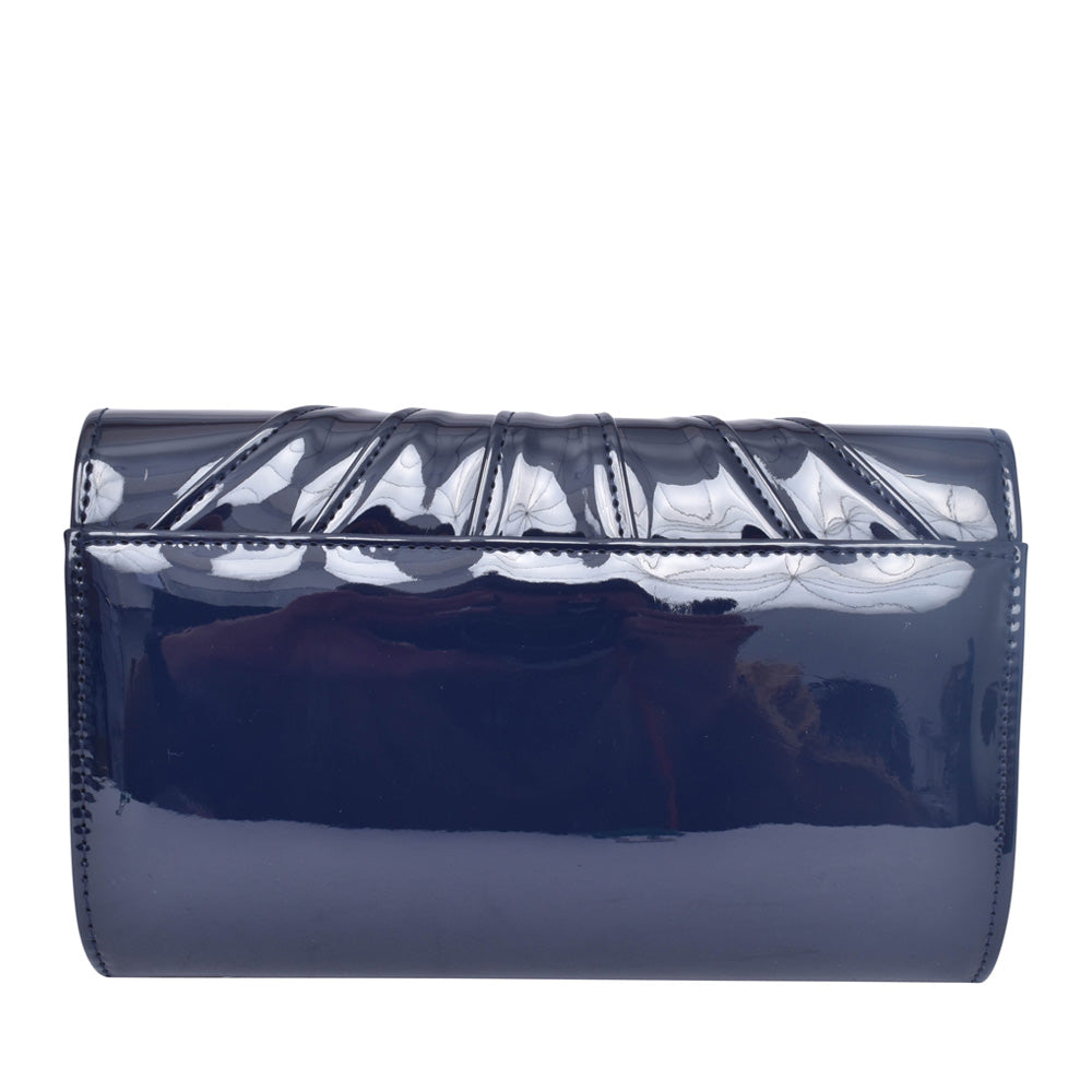 Ladies Aria Ulg019 Clutch Bag In Navy Patent