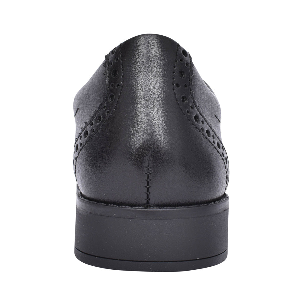Girls Aubrie Tap Black Leather Brogue In Kids E Fit