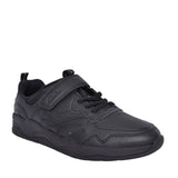 Boys Clowdersprint Black Leather Velcro Shoe In Kids F Fit