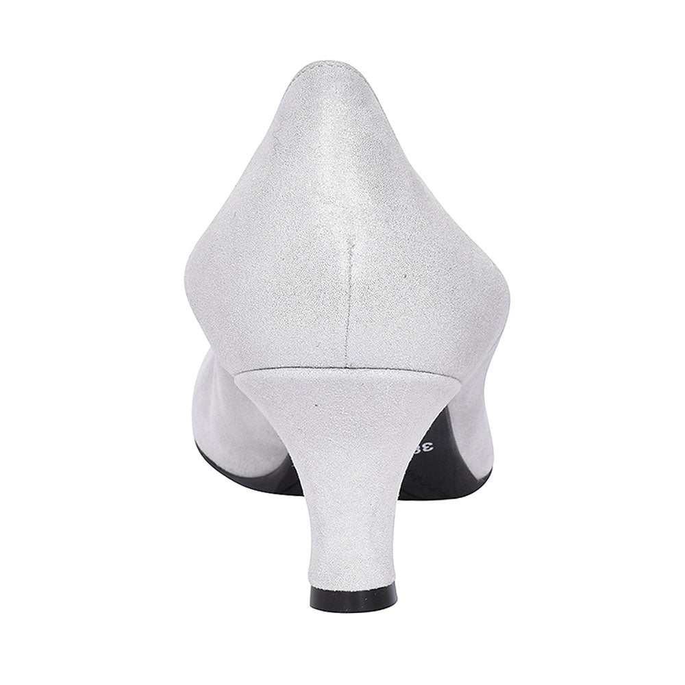 Ladies 3047 Low Heel Court Shoe In Grey