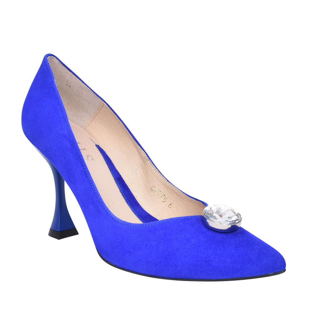 Ladies 7975 High Heel Court Shoe In Cobalt