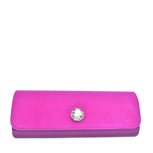 Ladies T20 Diamante Clutch Bag In Hot Pink