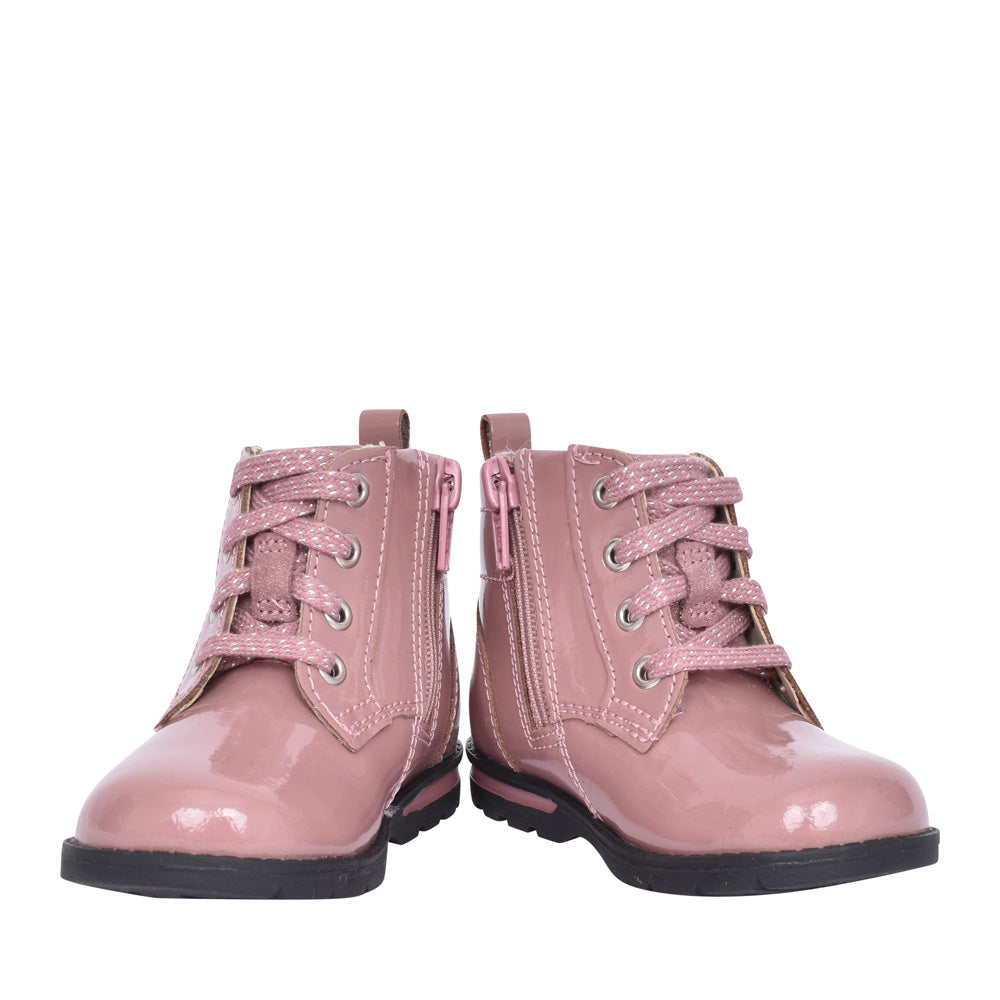 Girls Dabi Lace Pink Patent Boot In Kids F Fit