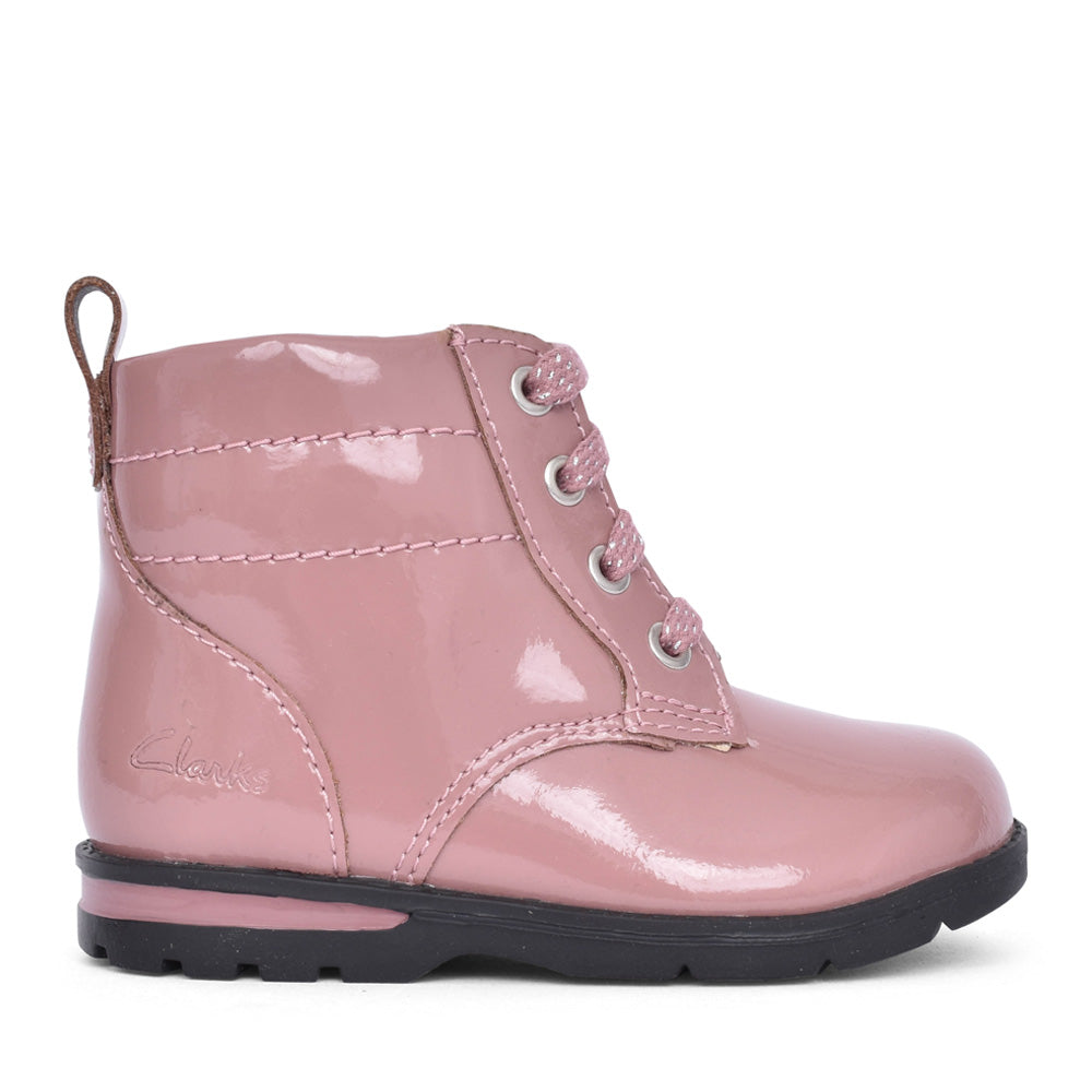 Girls Dabi Lace Pink Patent Boot In Kids G Fit