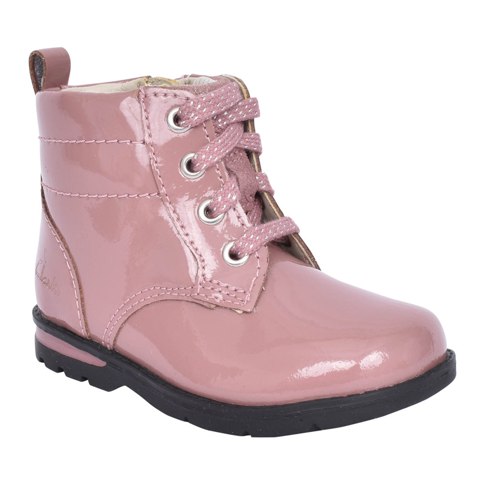 Girls Dabi Lace Pink Patent Boot In Kids G Fit