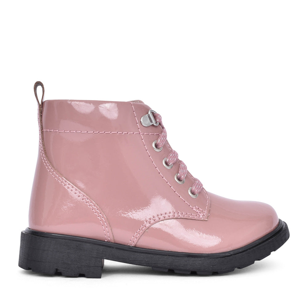 Girls Astrol Lace Pink Patent Boot In Kids F Fit