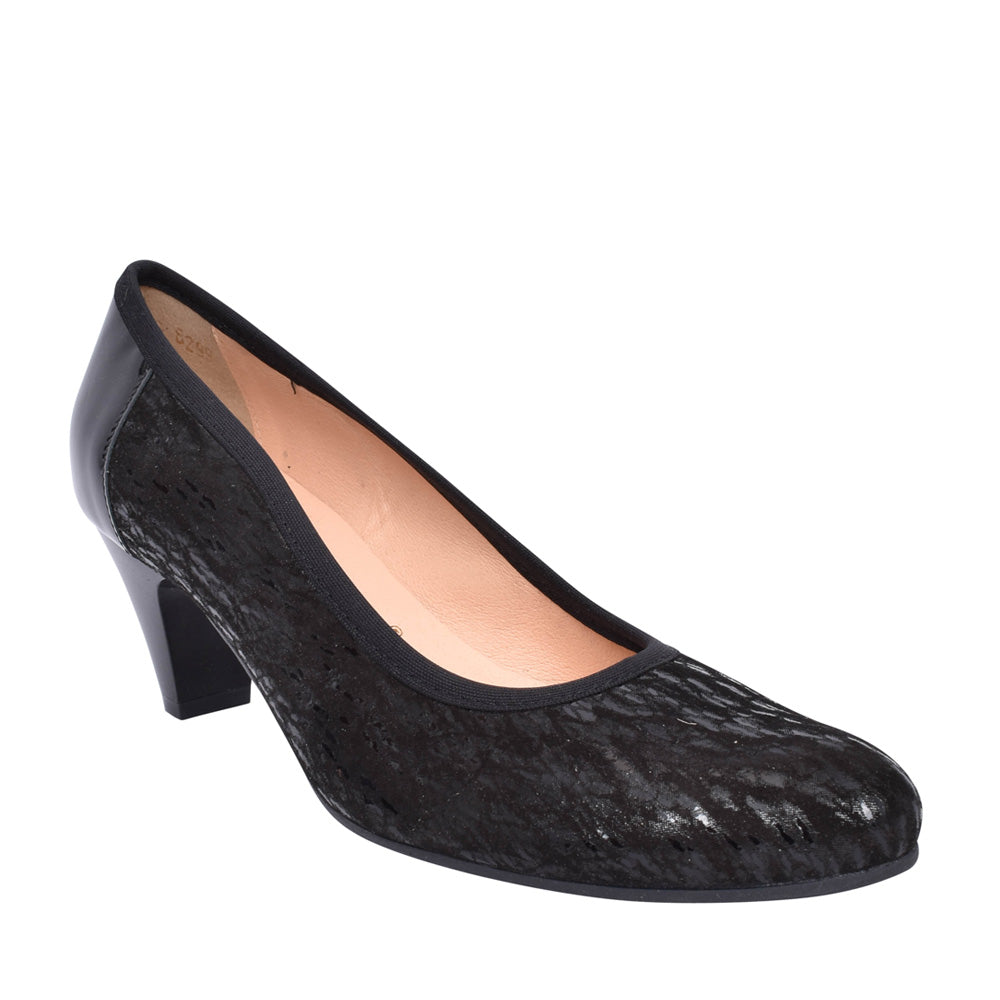 Ladies 6299 G-fit Low Heel Court Shoe In Black