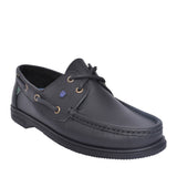 Unisex Admirals Leather Boat Shoe In Black
