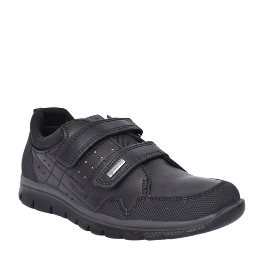 Boys 6395600 Leather Velcro Shoe In Blk Leather