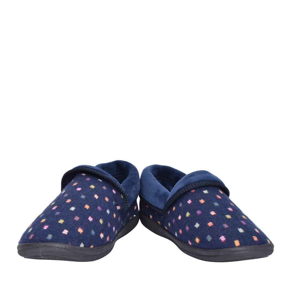 Ladies Mellow Fold Slipper In Navy