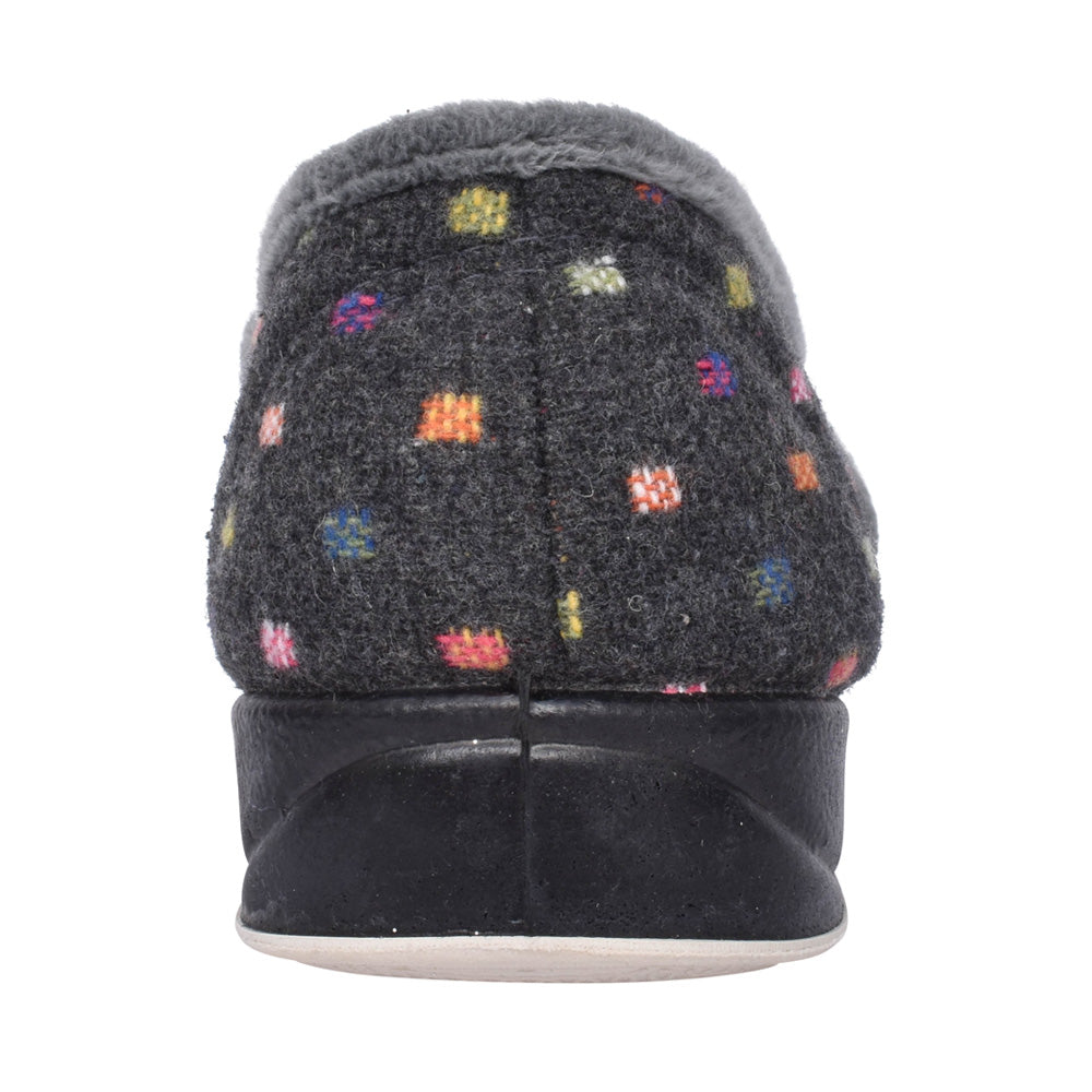 Ladies Lotty Velcro Slipper In Grey