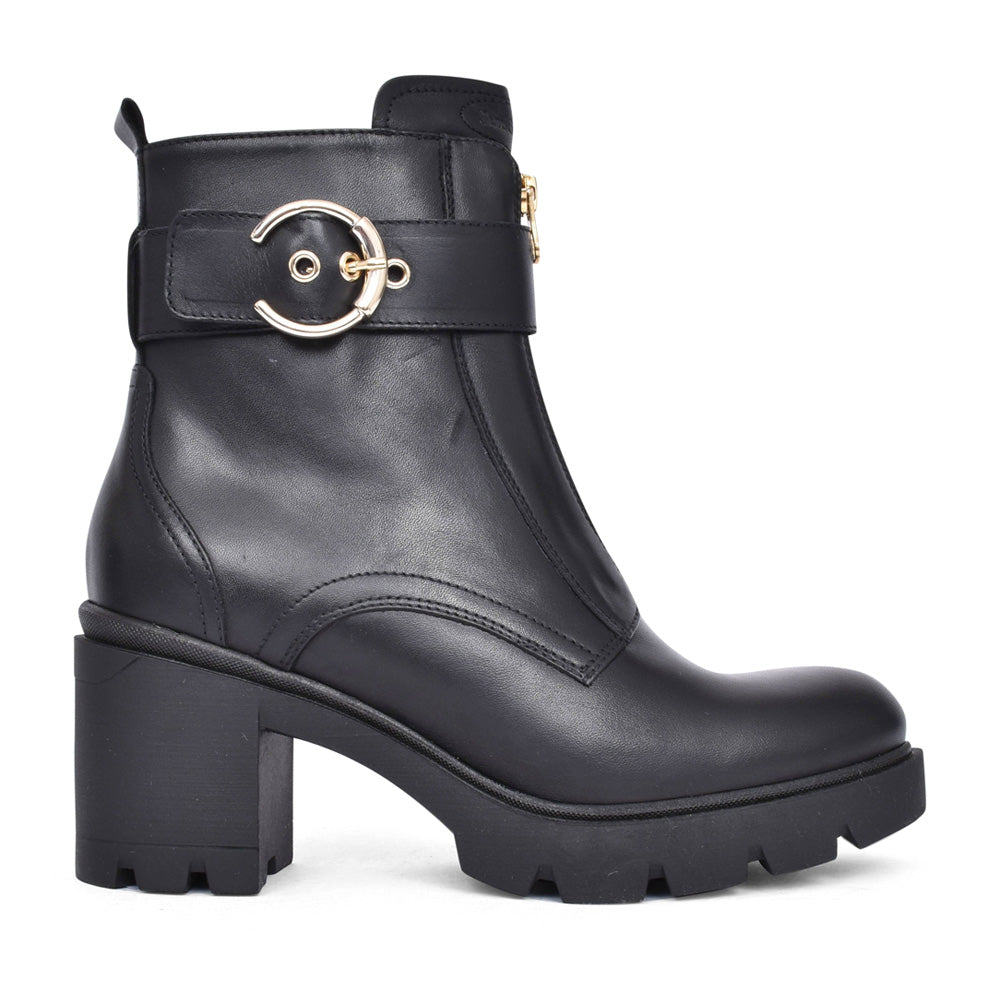 Ladies 13771 Medium Heel Ankle Boot In Black