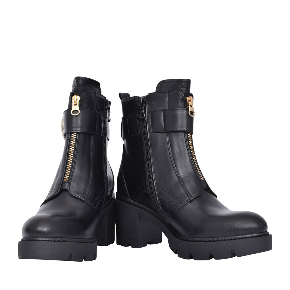 Ladies 13771 Medium Heel Ankle Boot In Black