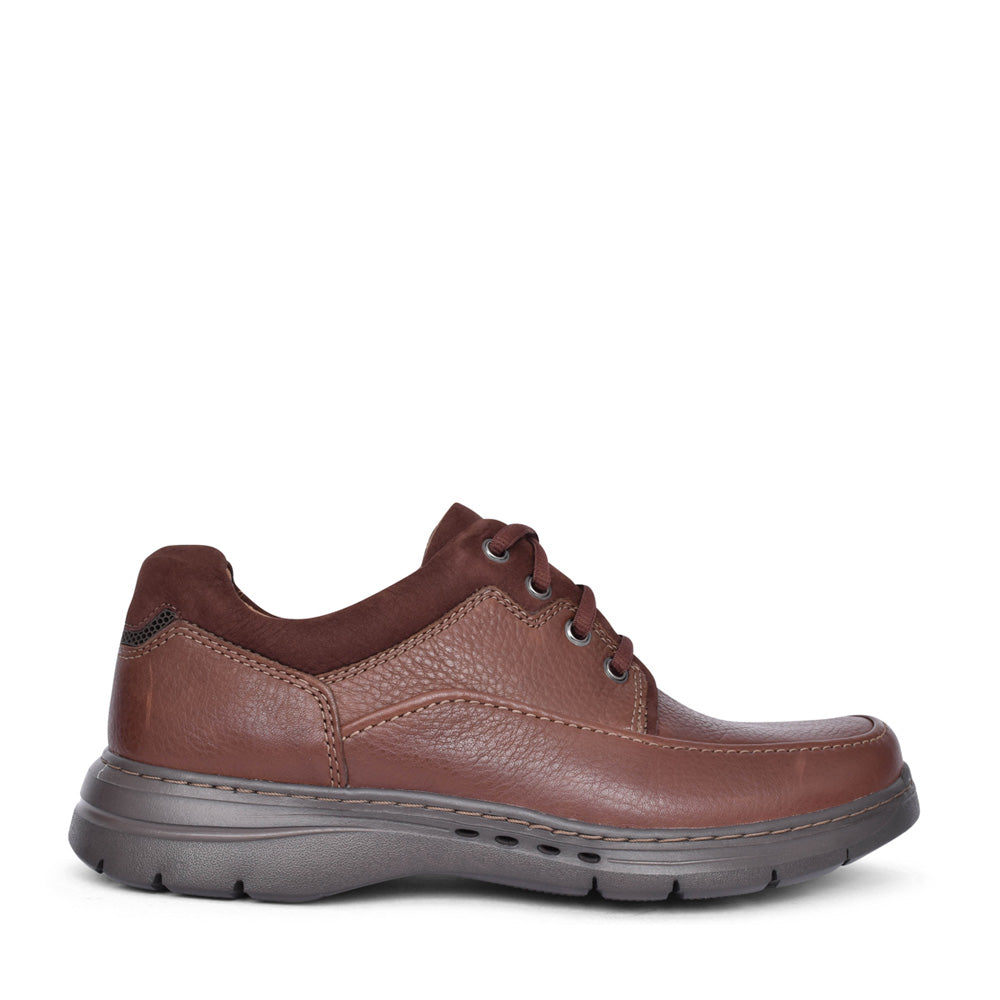 Mens Un Brawley Lace Leather H-fit Shoe In Brown