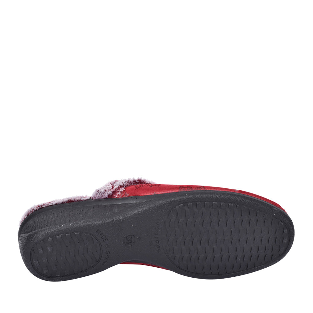 Wedge Mule Slipper In Red