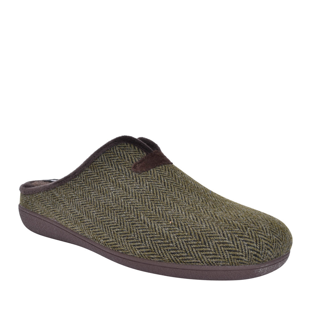 Mens Albert Mule Slipper In Khaki