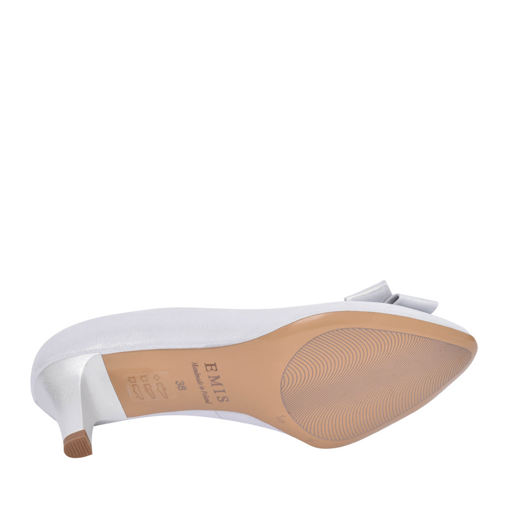 Ladies 8026 Low Heel Court Shoe In Silver