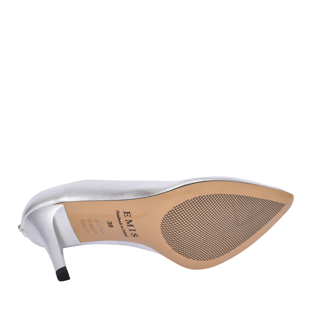 Ladies 8027 High Heel Court Shoe In Silver