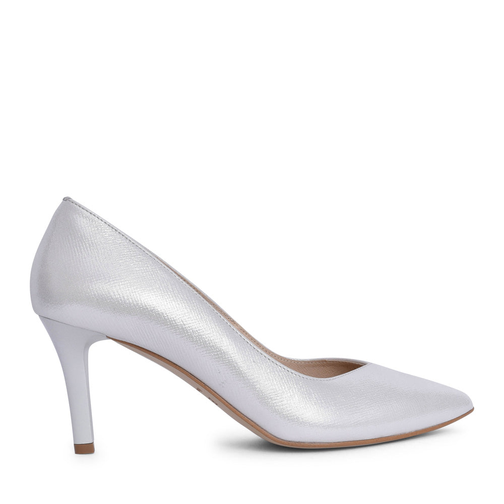 Ladies 6047 Medium Heel Court Shoe In Silver