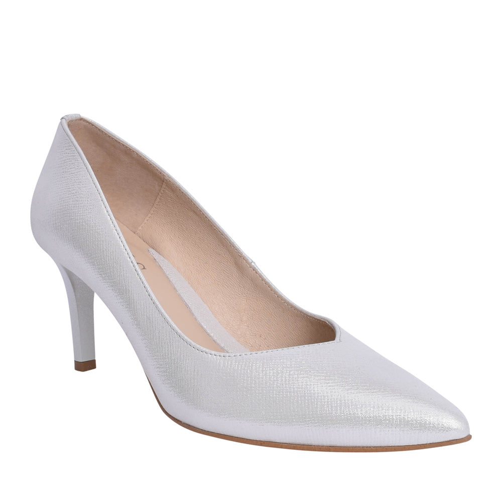 Ladies 6047 Medium Heel Court Shoe In Silver