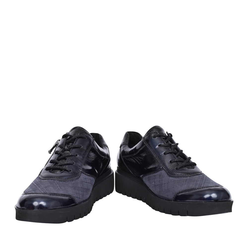 Ladies H-florenz 711h01 Wedge Trainer In Navy Patent