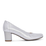Ladies 5527 G-fit Low Heel Court Shoe In Silver