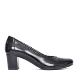 Ladies 5527 G-fit Low Heel Court Shoe In Black Patent