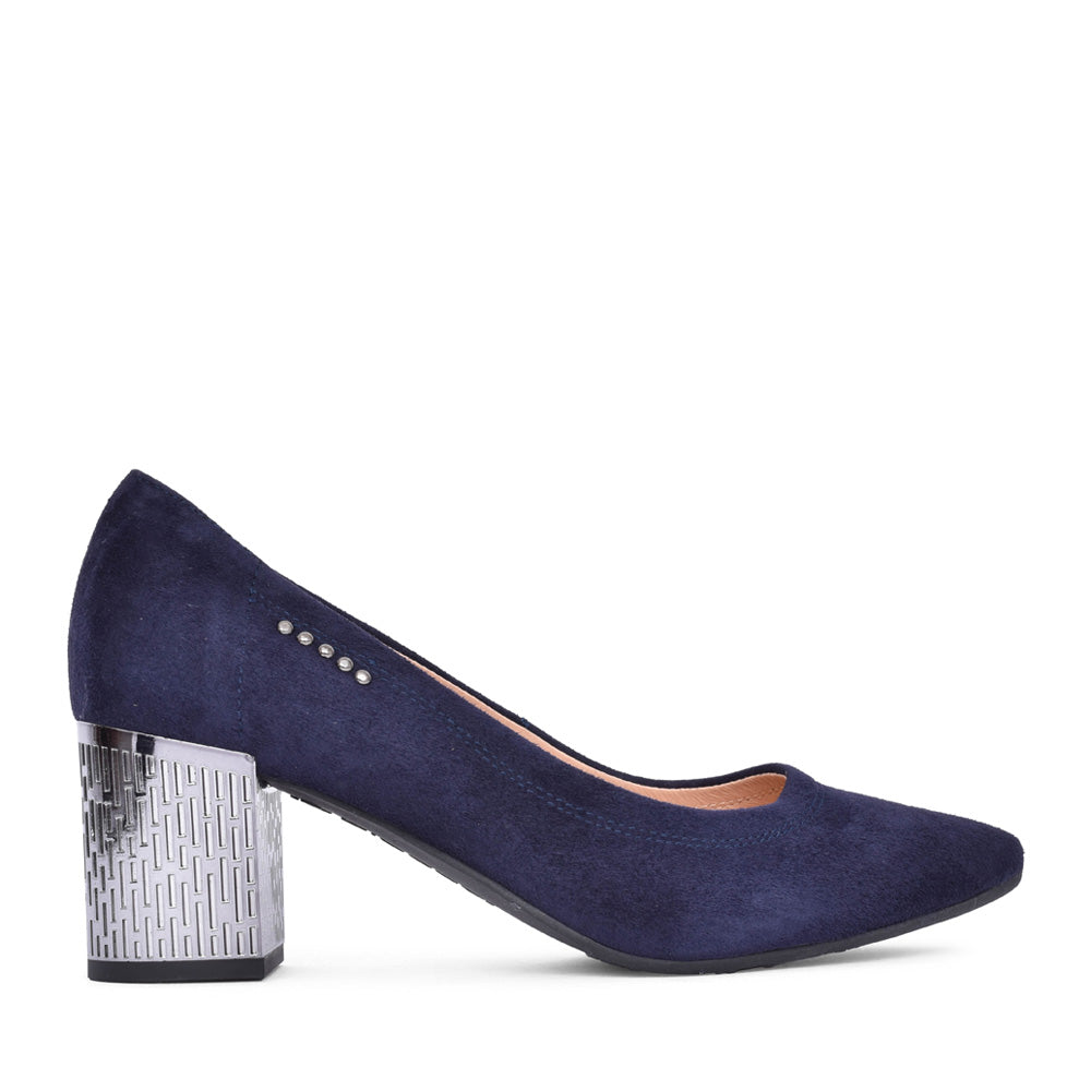 Ladies 5671 G-fit Medium Heel Court Shoe In Navy