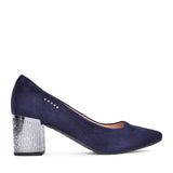Ladies 5671 G-fit Medium Heel Court Shoe In Navy