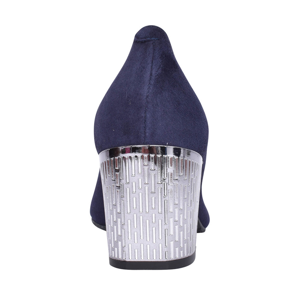 Ladies 5671 G-fit Medium Heel Court Shoe In Navy
