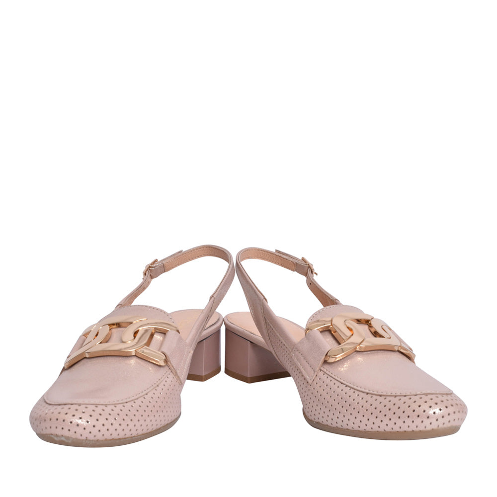 Ladies 3963 G-fit Sling Back Court Shoe In Beige