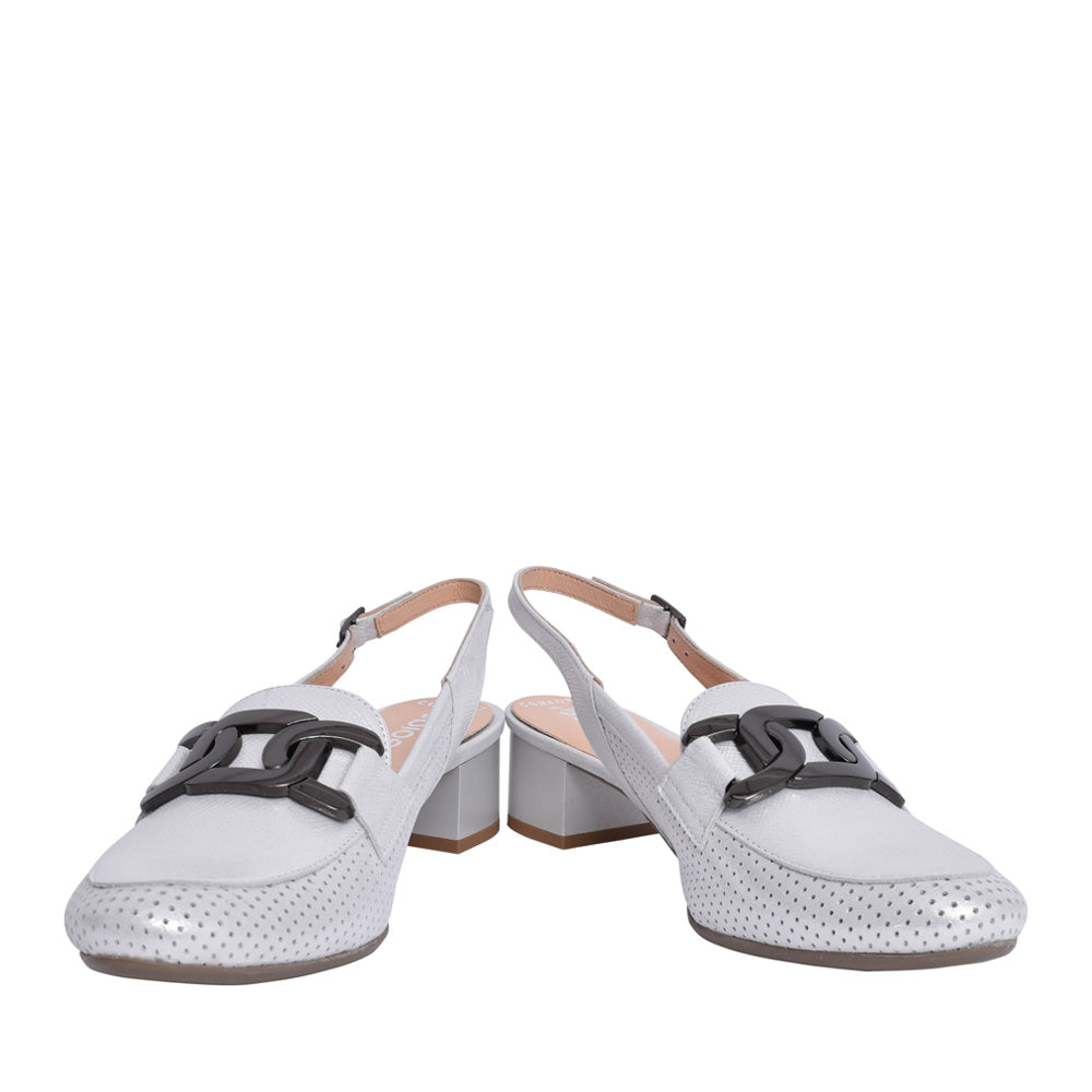 Ladies 3963 G-fit Sling Back Court Shoe In Silver