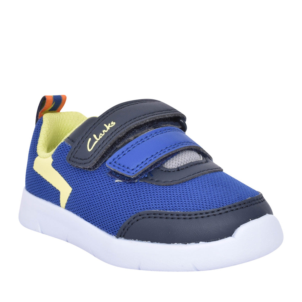Boys Ath Yell T Blue Combi Velcro Shoe In Kids F Fit