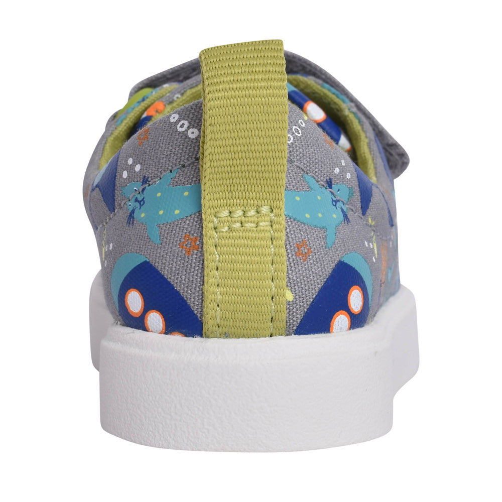 Boys City Bright Grey Combi Canvas Shoe In Kids F Fit