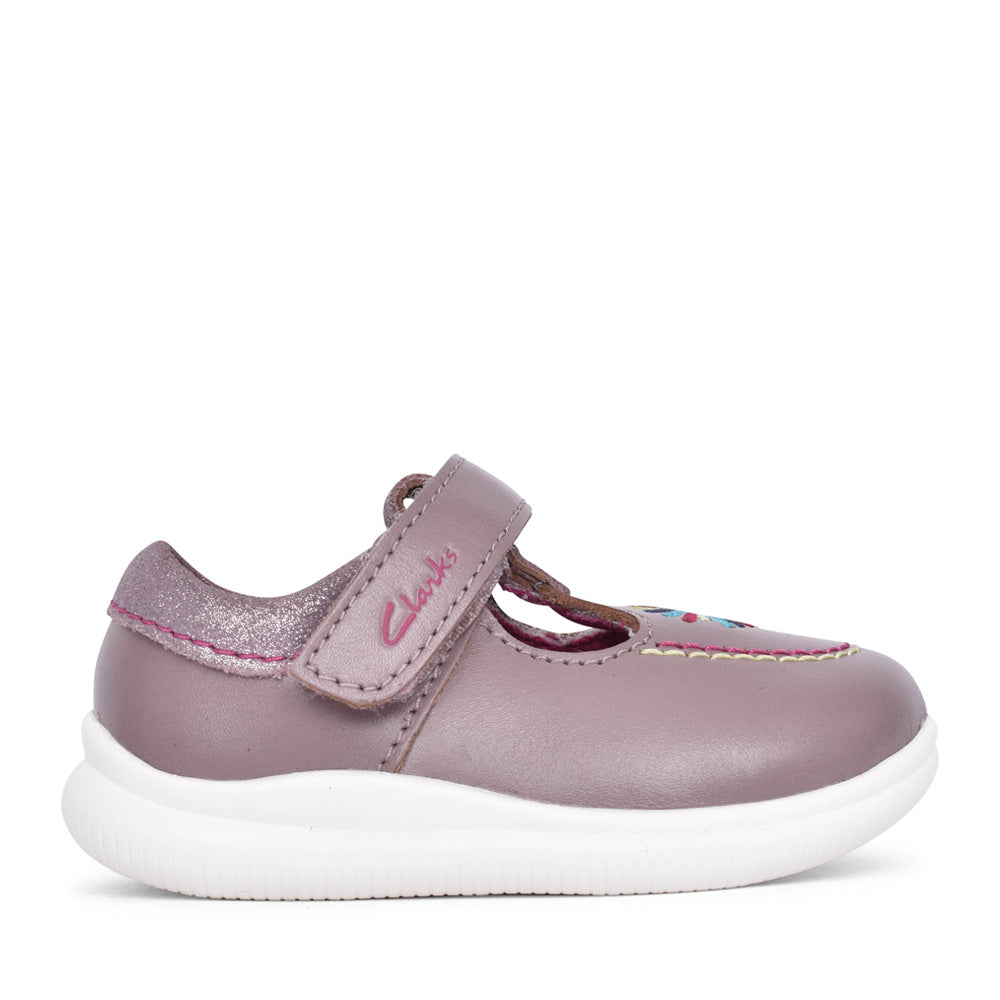Girls Crest Prom T Dusty Pink Leather Shoe In Kids G Fit