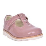Girls Crown Teen T Dusty Pink Patent T-bar Shoe In Kids E Fit