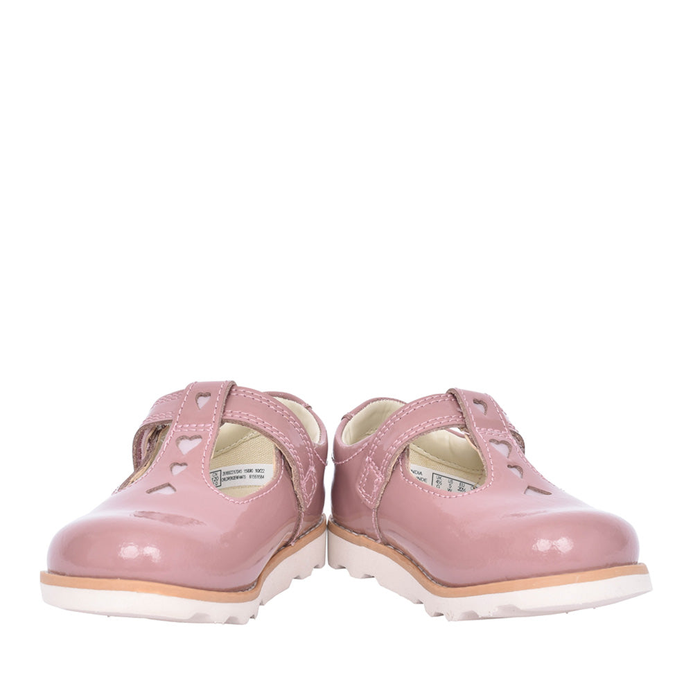 Girls Crown Teen T Dusty Pink Patent T-bar Shoe In Kids F Fit