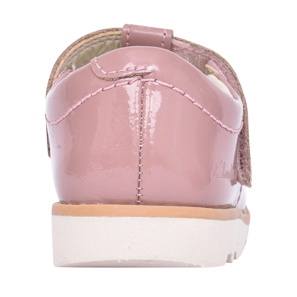 Girls Crown Teen T Dusty Pink Patent T-bar Shoe In Kids F Fit