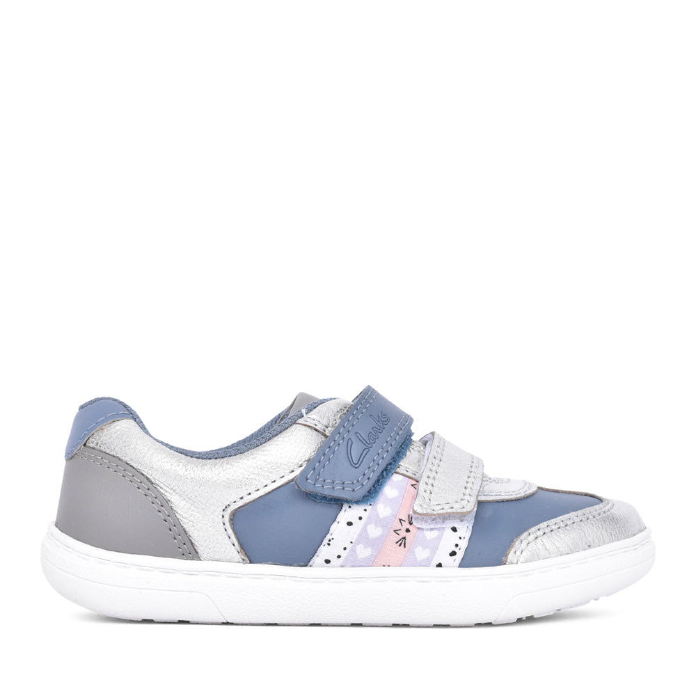 Girls Flash Web T Denim Blue Velcro Shoe In Kids G Fit