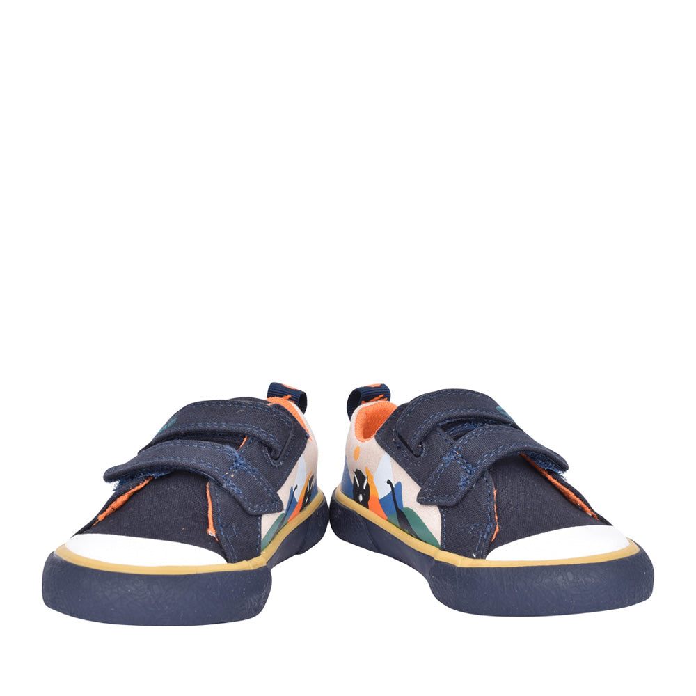 Girls Foxing Play T Navy Canvas Velcro Shoe In Kids F Fit