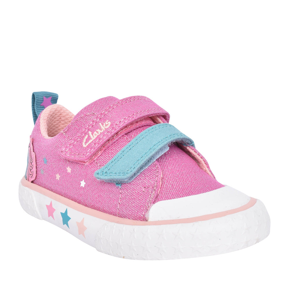 Girls Foxing Play T Pink Canvas Velcro Shoe In Kids F Fit