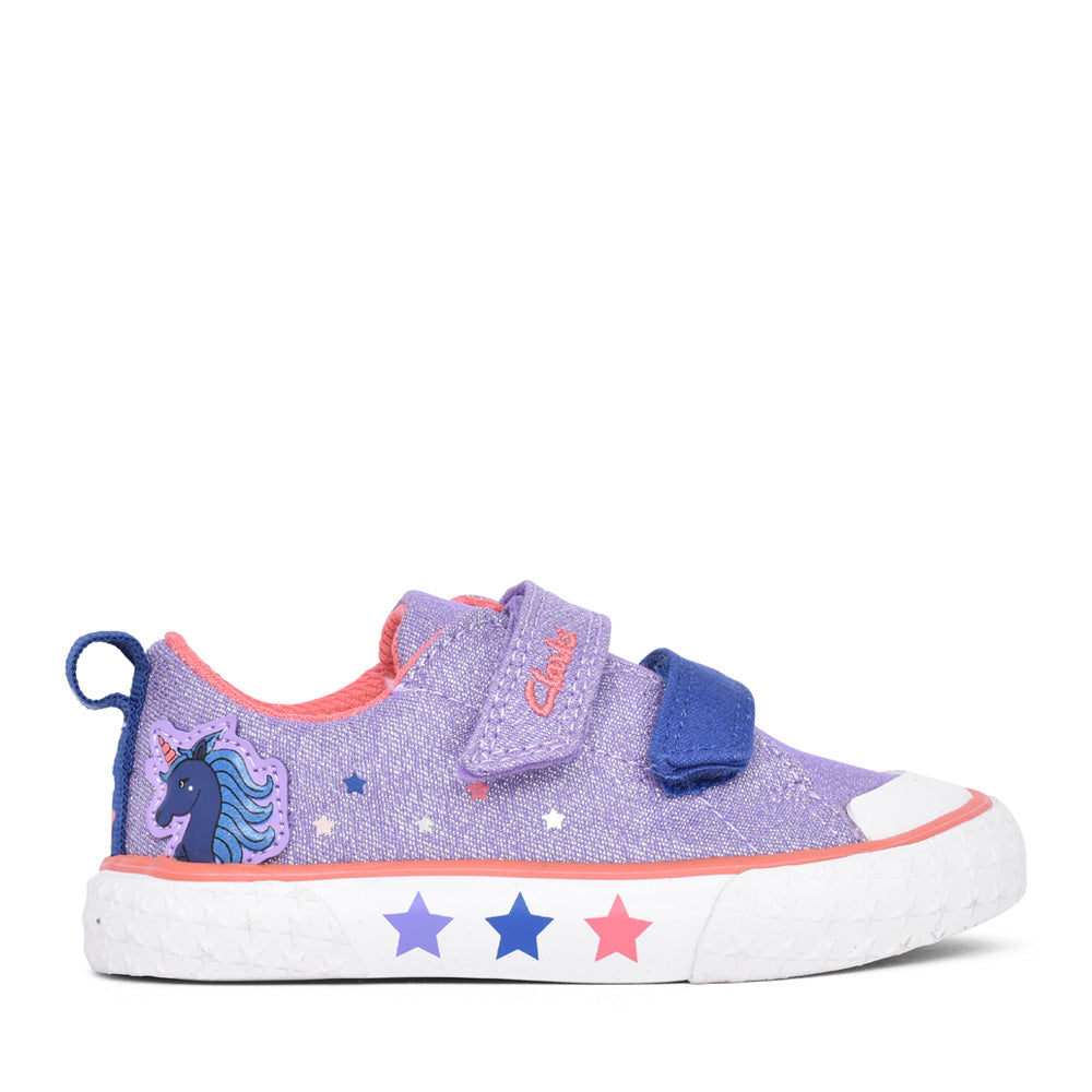 Girls Foxing Play T Purple Canvas Velcro Shoe In Kids G Fit