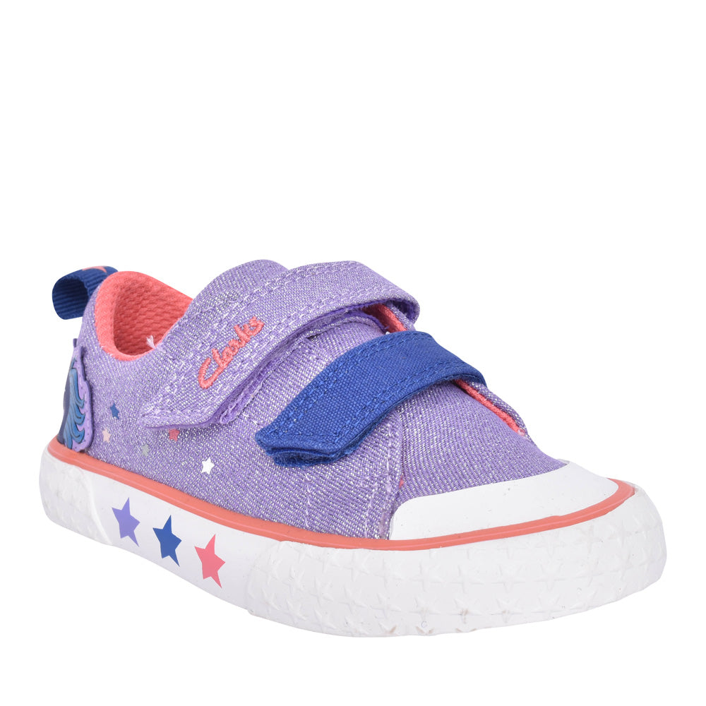 Girls Foxing Play T Purple Canvas Velcro Shoe In Kids G Fit